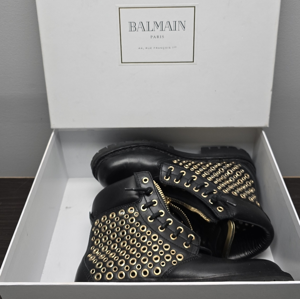 BALMAIN Black Combat Boots - Picture 2 of 6